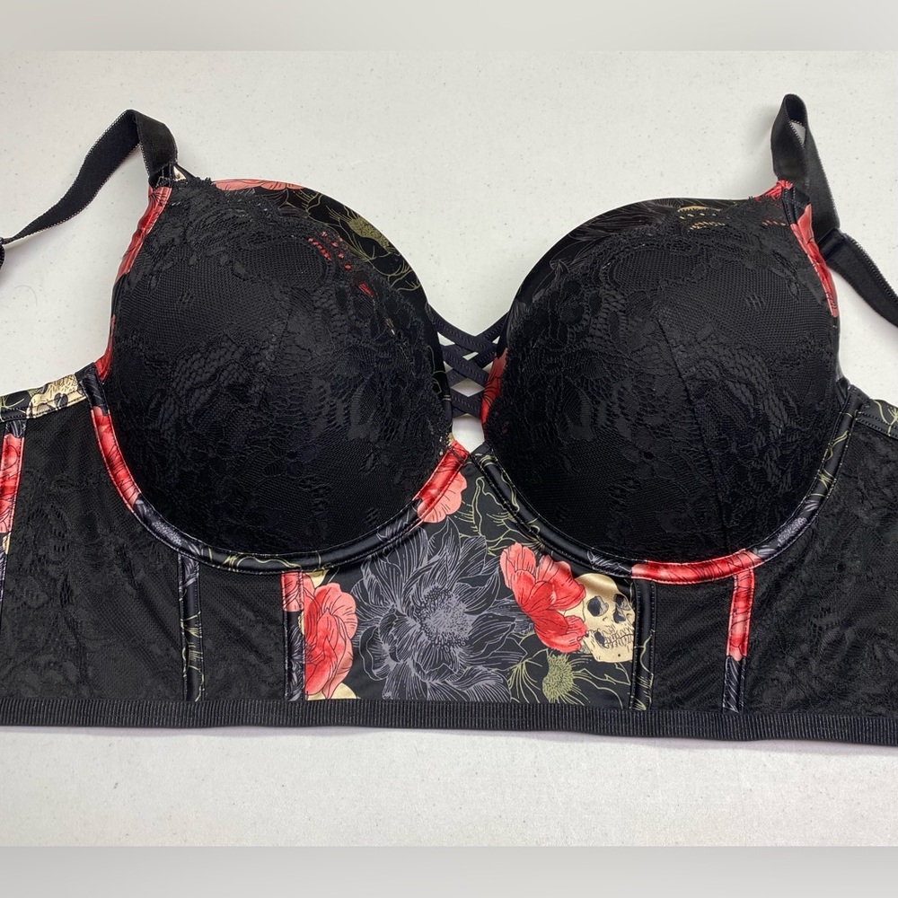 Torrid Curve BLK/ORG Long Bra, 40DD *P1080